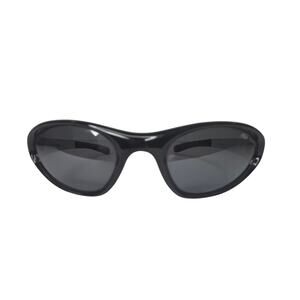 Vintage Bollé Swisher 10236 Polarized Sunglasses Black Silver Wrap Sport Y2K